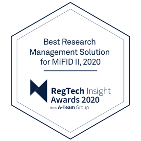 A-Team RegTech Insight Best Research Management Solution for MiFID II 2020 (midnight)